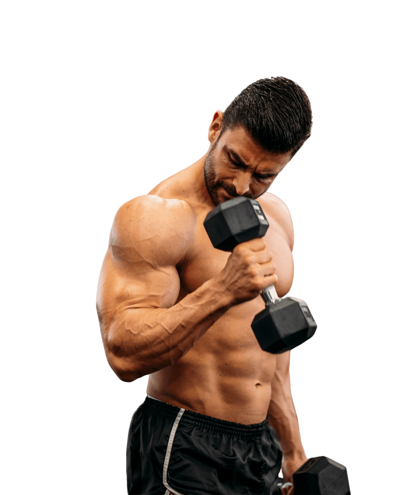 Gym athlete training with weights